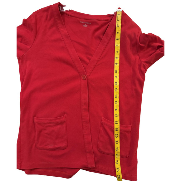 Appleseed's Cardigan Sweater Womens Medium Red V Neck Button Front Pockets Knit - Picture 7 of 7